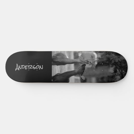 Skateboard Black White Deer Lovers (Horizontaal)