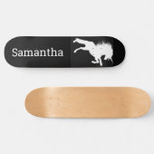 Skateboard Black White Unicorn (Horizontaal)