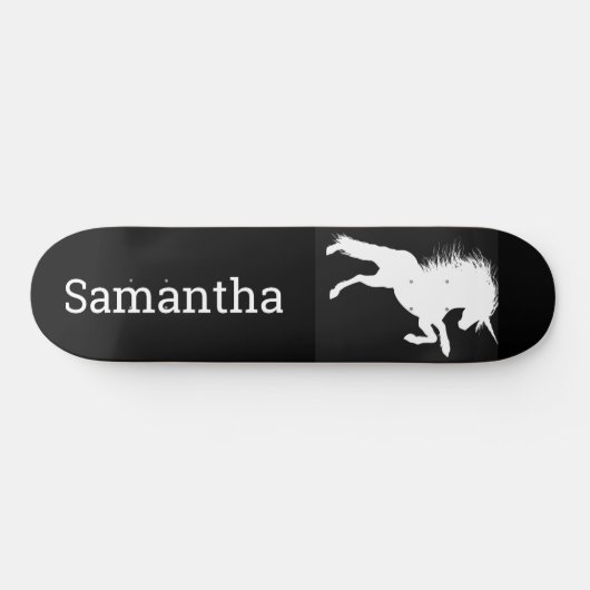 Skateboard Black White Unicorn (Horizontaal)