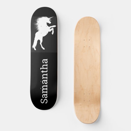 Skateboard Black White Unicorn (Voorkant)