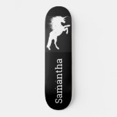 Skateboard Black White Unicorn (Voorkant)