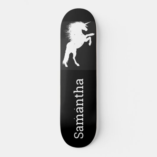 Skateboard Black White Unicorn (Voorkant)