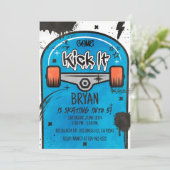 Skateboard blauw kaart (Staand voorkant)