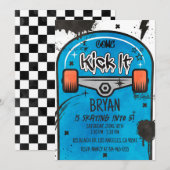 Skateboard blauw kaart (Voorkant / Achterkant)