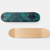 Skateboard - Blauwe en Teal Marmer Met Gouden Ader (Horizontaal)