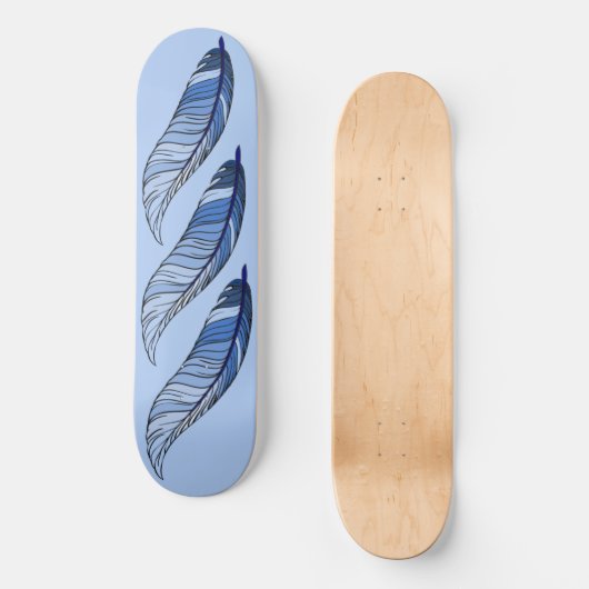 Skateboard - Blauwe veren (Voorkant)