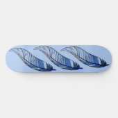 Skateboard - Blauwe veren (Horizontaal)