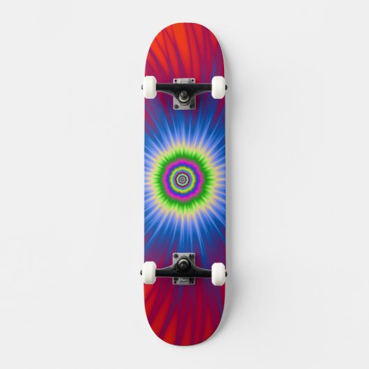 Skateboard Blue Explosion on Red (Voorkant)