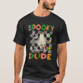 Skateboard Boo Ghost Spooky Dude Hippie Halloween T-shirt (Voorkant)