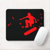 skateboard. bord met vogels. rood. muismat (Met muis)
