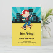 Skateboard boy - kies uw achtergrondkleur kaart (Staand voorkant)