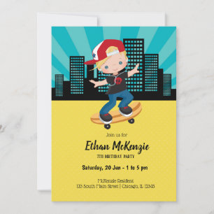 Skateboard boy - kies uw achtergrondkleur kaart