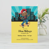 Skateboard boy - kies uw achtergrondkleur kaart (Staand voorkant)