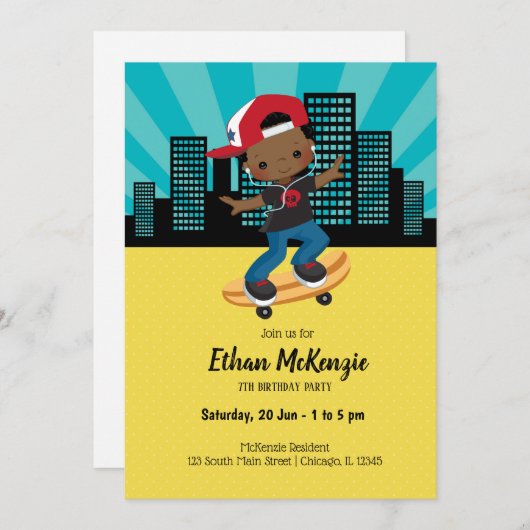 Skateboard boy - kies uw achtergrondkleur kaart (Voorkant / Achterkant)