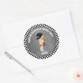 Skateboard Boy Pet Skater Red Grey Black Check Ronde Sticker (Envelop)