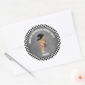 Skateboard Boy Pet Skater Red Grey Black Check Ronde Sticker (Envelop)