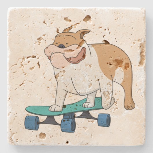 skateboard bulldog stenen onderzetter (Voorkant)
