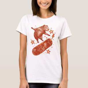 Skateboard Capybara Y2K 90s Stijl T-shirt