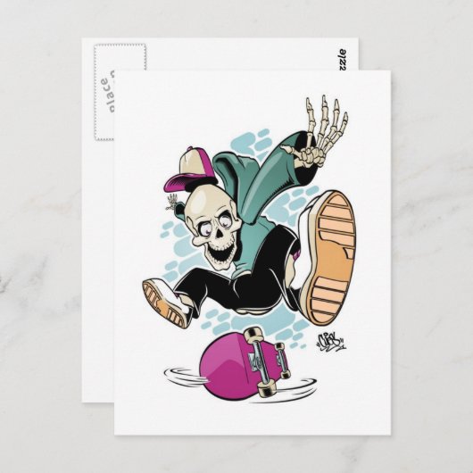 skateboard cartoon briefkaart (Voorkant / Achterkant)