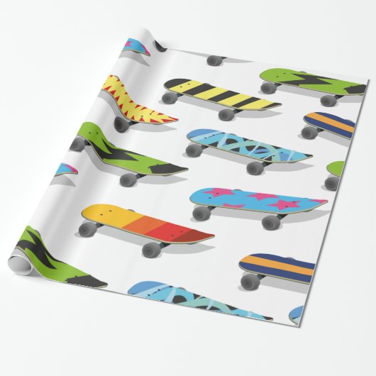 Skateboard Cartoon. Cadeaupapier (Uitgerold)