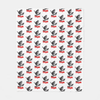 Skateboard Cat FFS Style White Fleece Deken