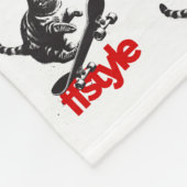 Skateboard Cat FFS Style White Fleece Deken (Hoek)
