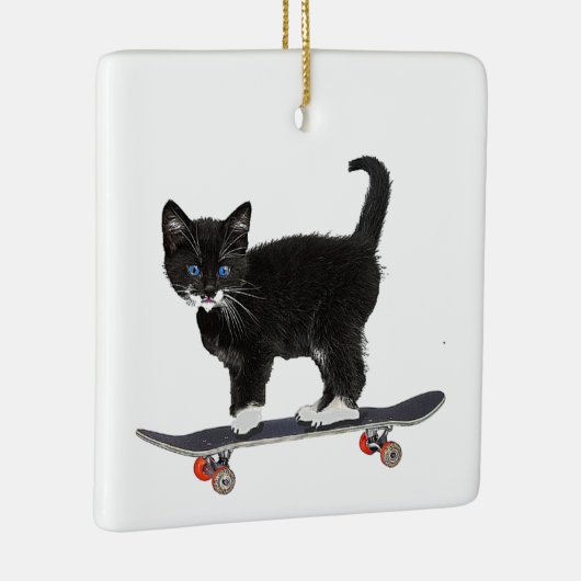 Skateboard Cat Keramisch Ornament (Rechts)