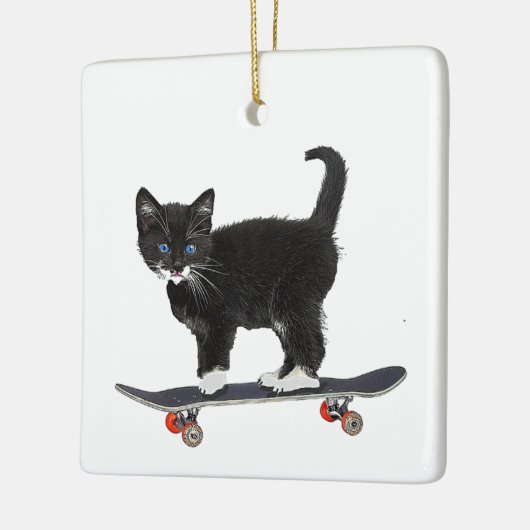 Skateboard Cat Keramisch Ornament (Links)