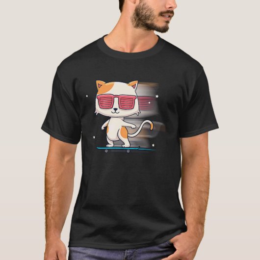 Skateboard Cat Kitten Animal Eigenaar T-shirt (Voorkant)