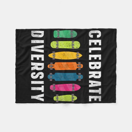 Skateboard Celebrate Diversity Longboard Fleece Deken (Voorkant (Horizontaal))