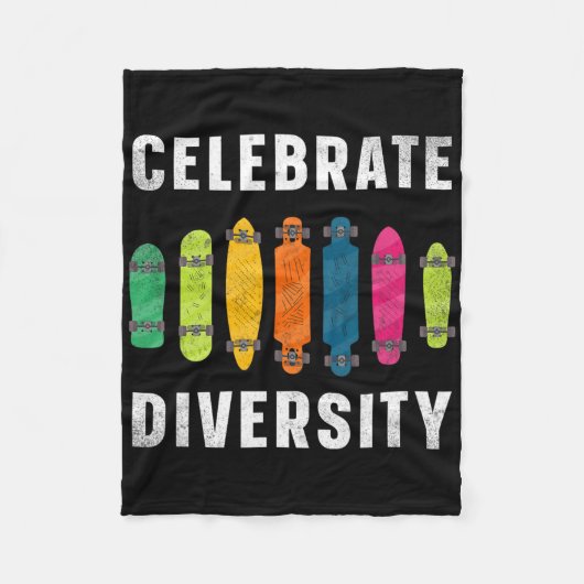 Skateboard Celebrate Diversity Longboard  Fleece Deken (Voorkant)
