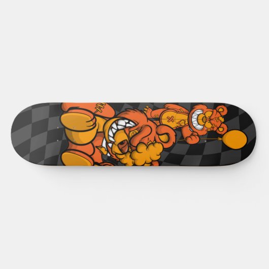 Skateboard Checkerboard Grey Teddies Oranje (Horizontaal)