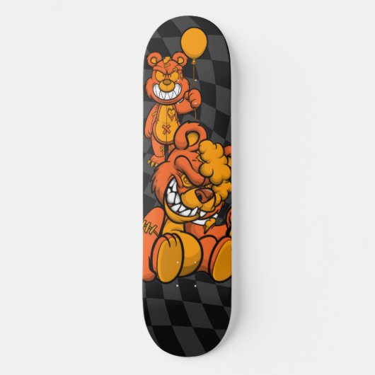 Skateboard Checkerboard Grey Teddies Oranje (Voorkant)