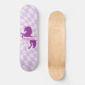 Skateboard Checkerboard Paars Unicorn (Voorkant)