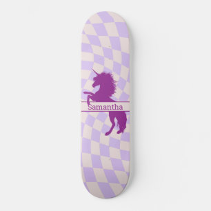 Skateboard Checkerboard Paars Unicorn