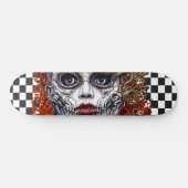 Skateboard Checkered Retro Cool Blue Girl (Horizontaal)