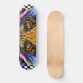 Skateboard Checkered Retro Cool Lion Eyes (Voorkant)