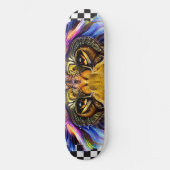 Skateboard Checkered Retro Cool Lion Eyes (Voorkant)