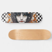 Skateboard Checkered Retro Cool Oranje Girl (Horizontaal)