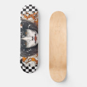 Skateboard Checkered Retro Cool Oranje Girl (Voorkant)