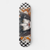 Skateboard Checkered Retro Cool Oranje Girl (Voorkant)