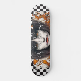 Skateboard Checkered Retro Cool Oranje Girl