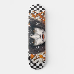 Skateboard Checkered Retro Cool Oranje Girl