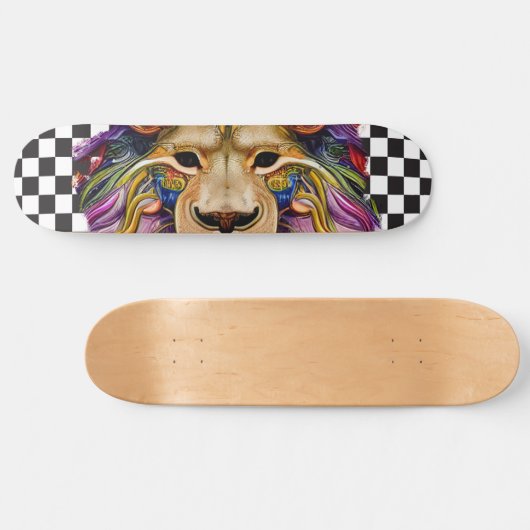 Skateboard Checkered Retro Cool Sweet Lion Eyes (Horizontaal)