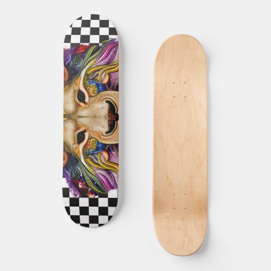 Skateboard Checkered Retro Cool Sweet Lion Eyes (Voorkant)