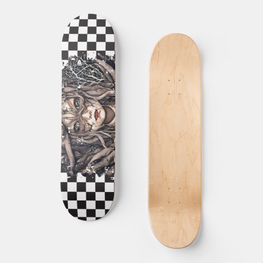 Skateboard Checkered Retro Girl (Voorkant)
