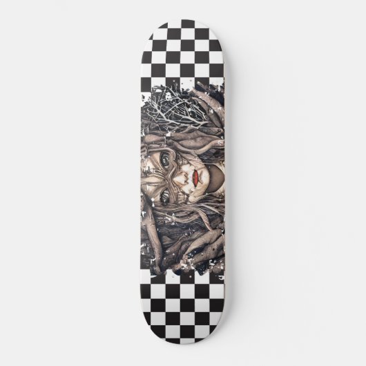 Skateboard Checkered Retro Girl (Voorkant)
