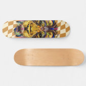 Skateboard Checkered Retro Golden Lion (Horizontaal)