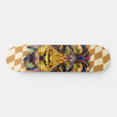 Skateboard Checkered Retro Golden Lion (Horizontaal)