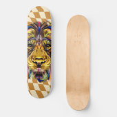 Skateboard Checkered Retro Golden Lion (Voorkant)